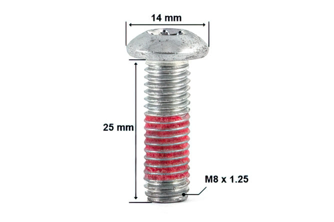 Screw f. brake disc lens head M8 x 1.25 x 25mm Peugeot