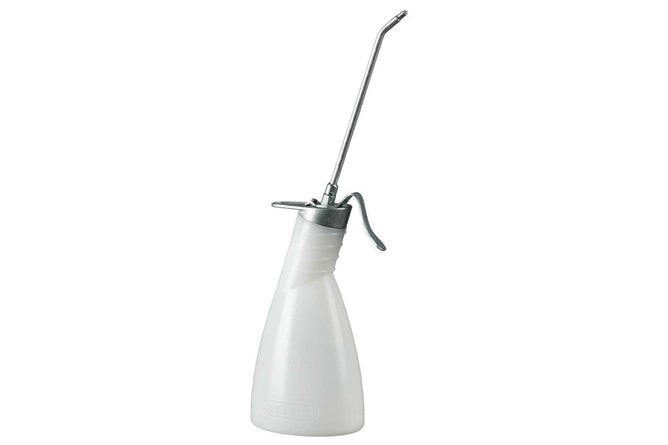 Oil Can Pressol polyethylene with pump white rigid spout 165mm / 300ml
