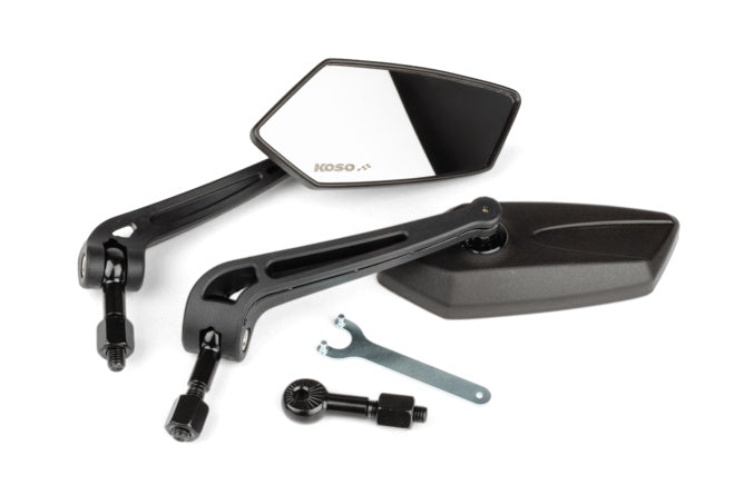 Mirror set KOSO GT, 2 pcs. (RH + LH), black, M8 thread