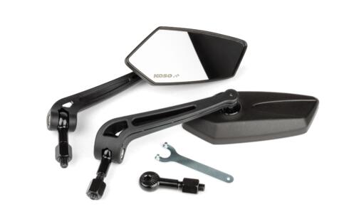 Mirror set KOSO GT, 2 pcs. (RH + LH), black, M8 thread