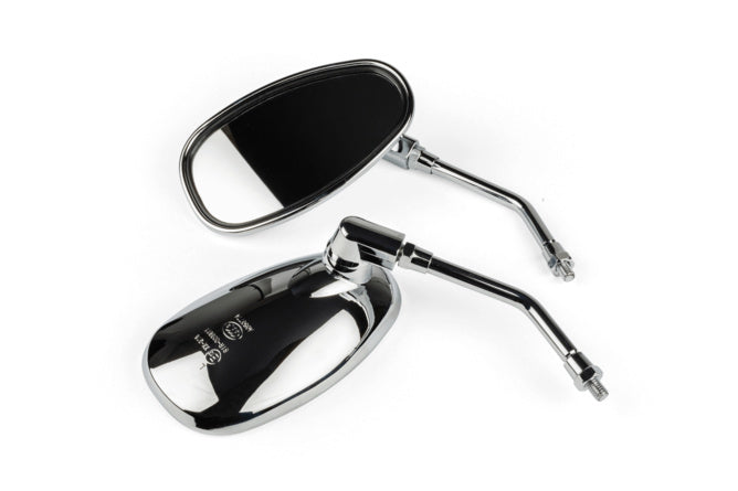 Mirror Set oval chrome M8 right-hand thread (x2)