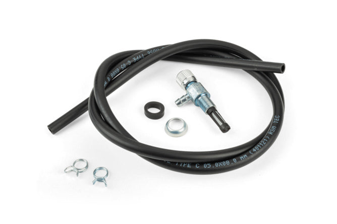 Fuel Tap universal M10 screw-on w. hose and clips